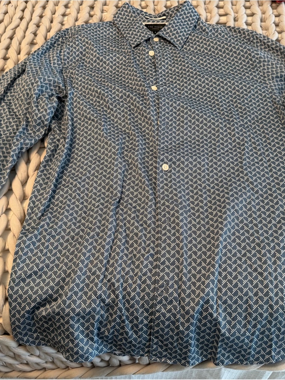 Ted Baker Navy Geometric Print Button-Down Shirt